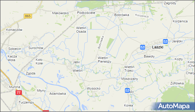 mapa Wietlin Pierwszy, Wietlin Pierwszy na mapie Targeo