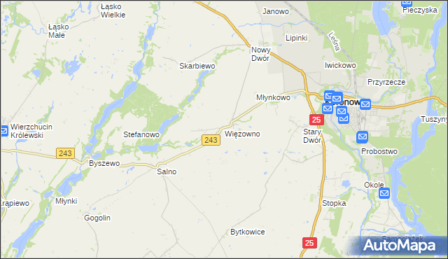 mapa Więzowno, Więzowno na mapie Targeo