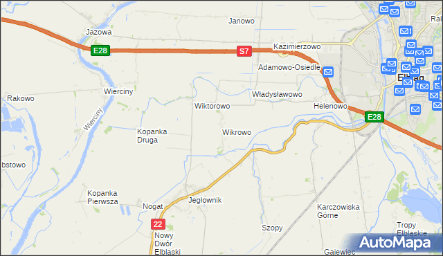 mapa Wikrowo gmina Gronowo Elbląskie, Wikrowo gmina Gronowo Elbląskie na mapie Targeo