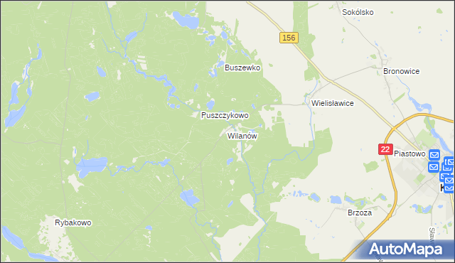 mapa Wilanów gmina Strzelce Krajeńskie, Wilanów gmina Strzelce Krajeńskie na mapie Targeo