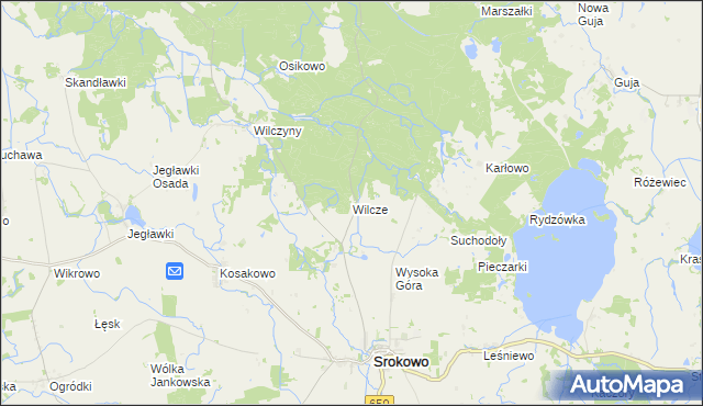 mapa Wilcze gmina Srokowo, Wilcze gmina Srokowo na mapie Targeo