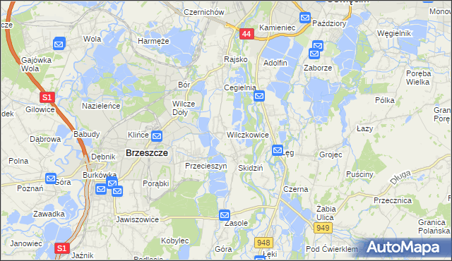 mapa Wilczkowice gmina Brzeszcze, Wilczkowice gmina Brzeszcze na mapie Targeo