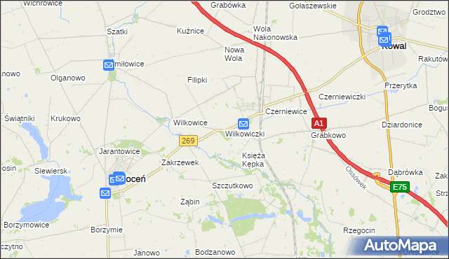 mapa Wilkowiczki gmina Choceń, Wilkowiczki gmina Choceń na mapie Targeo