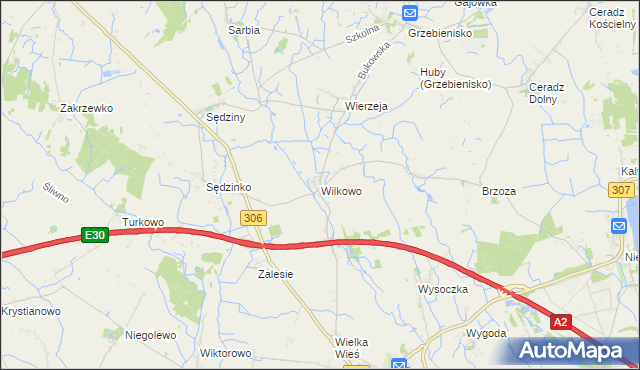 mapa Wilkowo gmina Duszniki, Wilkowo gmina Duszniki na mapie Targeo