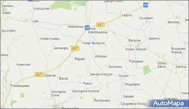 mapa Wilkowo gmina Opinogóra Górna, Wilkowo gmina Opinogóra Górna na mapie Targeo