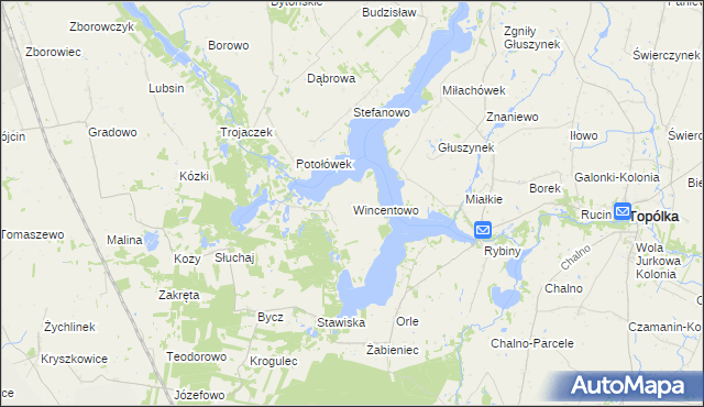 mapa Wincentowo gmina Piotrków Kujawski, Wincentowo gmina Piotrków Kujawski na mapie Targeo