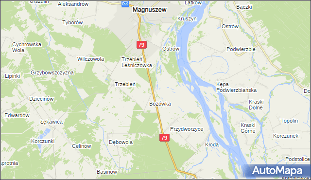 mapa Winduga gmina Magnuszew, Winduga gmina Magnuszew na mapie Targeo