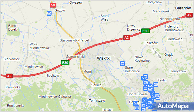 mapa Wiskitki, Wiskitki na mapie Targeo