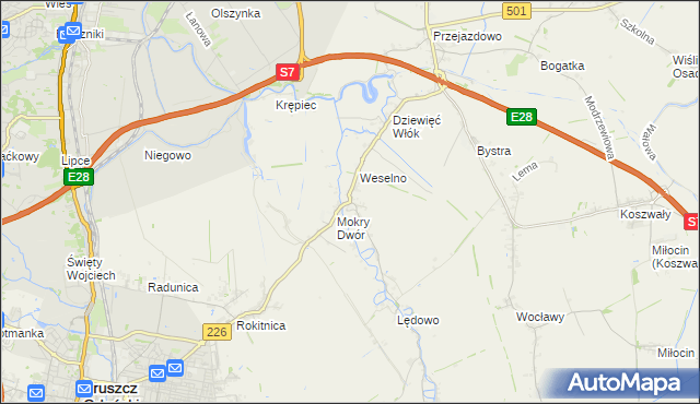 mapa Wiślina, Wiślina na mapie Targeo