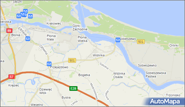 mapa Wiślinka, Wiślinka na mapie Targeo