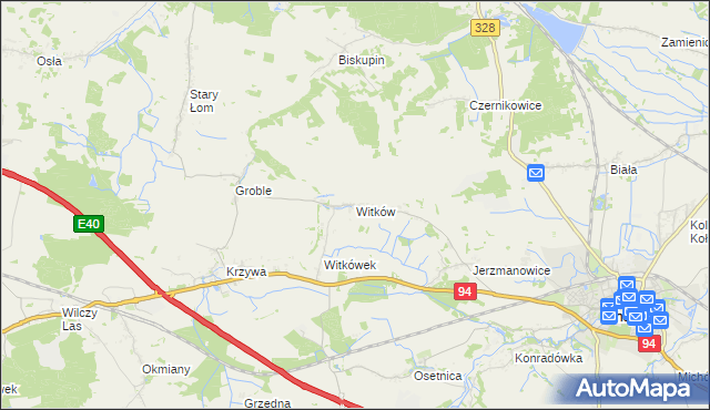 mapa Witków gmina Chojnów, Witków gmina Chojnów na mapie Targeo