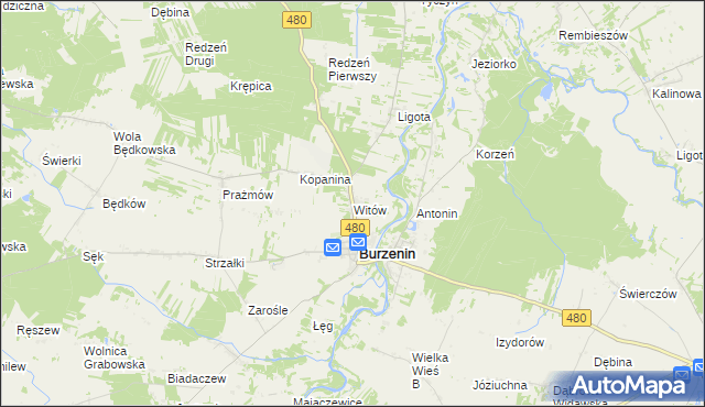 mapa Witów gmina Burzenin, Witów gmina Burzenin na mapie Targeo