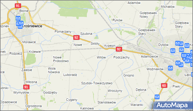 mapa Witów gmina Krośniewice, Witów gmina Krośniewice na mapie Targeo