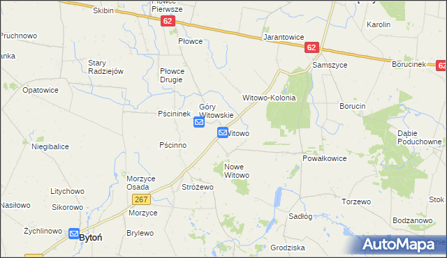 mapa Witowo gmina Bytoń, Witowo gmina Bytoń na mapie Targeo