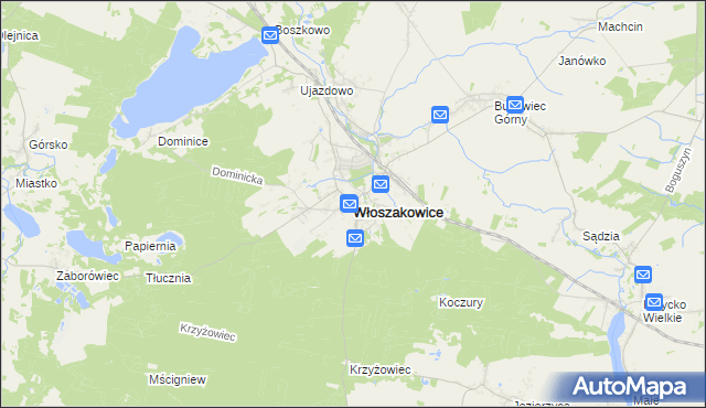 mapa Włoszakowice, Włoszakowice na mapie Targeo