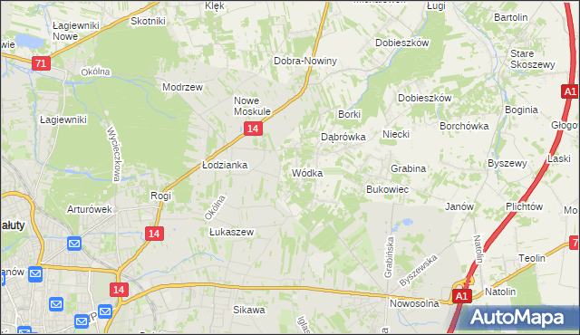 mapa Wódka gmina Nowosolna, Wódka gmina Nowosolna na mapie Targeo