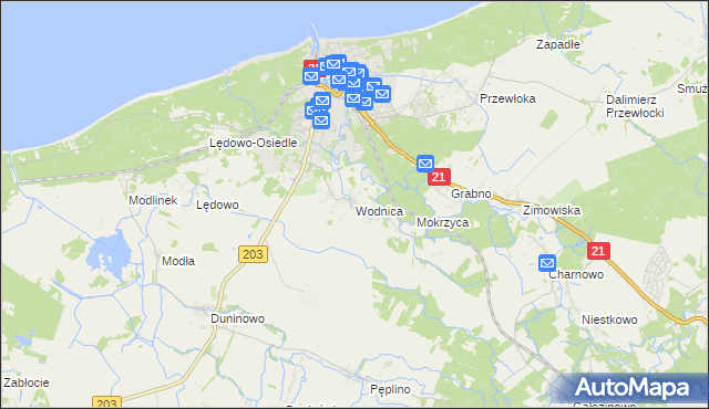 mapa Wodnica gmina Ustka, Wodnica gmina Ustka na mapie Targeo