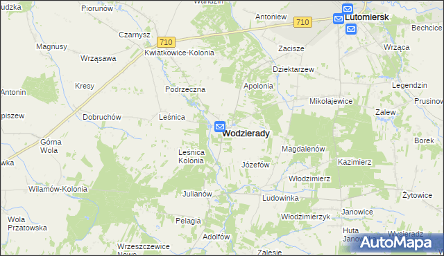 mapa Wodzierady, Wodzierady na mapie Targeo