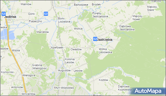 mapa Wojciechów gmina Jastrzębia, Wojciechów gmina Jastrzębia na mapie Targeo