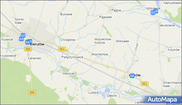 mapa Wojciechów gmina Wilków, Wojciechów gmina Wilków na mapie Targeo