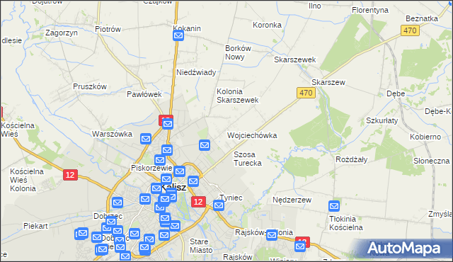 mapa Wojciechówka gmina Żelazków, Wojciechówka gmina Żelazków na mapie Targeo