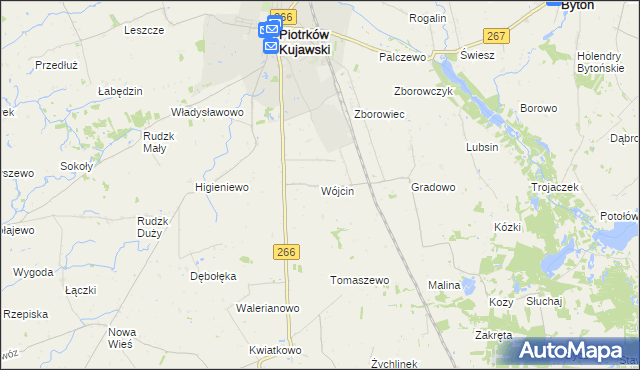 mapa Wójcin gmina Piotrków Kujawski, Wójcin gmina Piotrków Kujawski na mapie Targeo