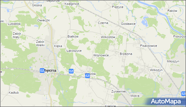 mapa Wojnowice gmina Miękinia, Wojnowice gmina Miękinia na mapie Targeo