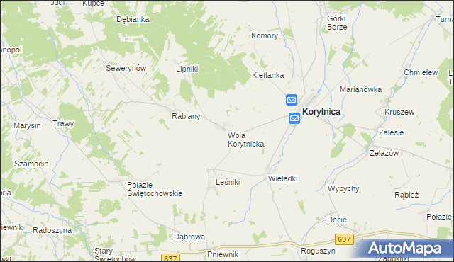 mapa Wola Korytnicka, Wola Korytnicka na mapie Targeo