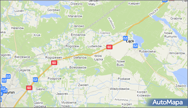 mapa Wola Łącka, Wola Łącka na mapie Targeo