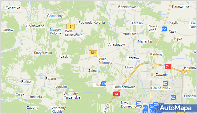 mapa Wola Mikorska, Wola Mikorska na mapie Targeo