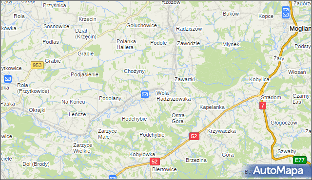 mapa Wola Radziszowska, Wola Radziszowska na mapie Targeo