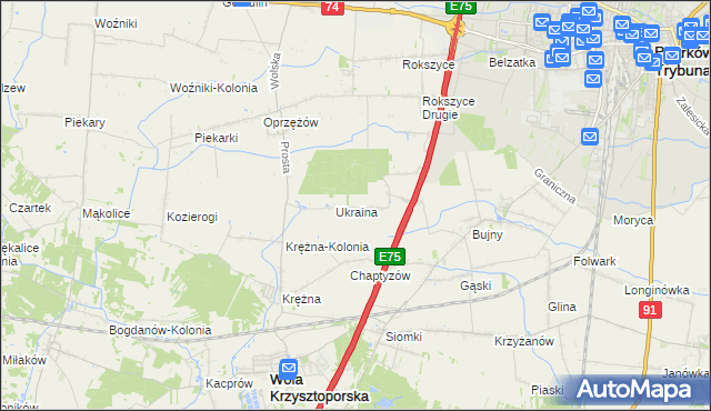 mapa Wola Rokszycka, Wola Rokszycka na mapie Targeo