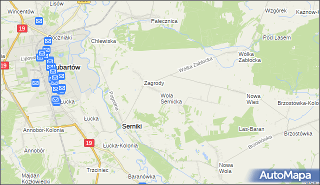mapa Wola Sernicka, Wola Sernicka na mapie Targeo