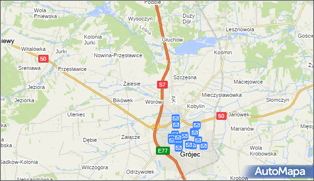 mapa Wola Worowska, Wola Worowska na mapie Targeo