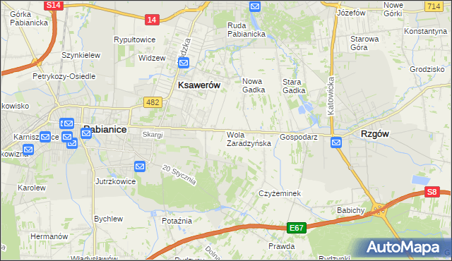 mapa Wola Zaradzyńska, Wola Zaradzyńska na mapie Targeo
