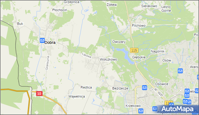 mapa Wołczkowo, Wołczkowo na mapie Targeo