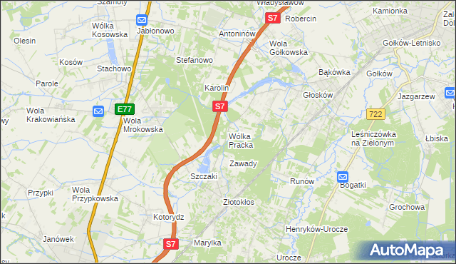 mapa Wólka Pracka, Wólka Pracka na mapie Targeo