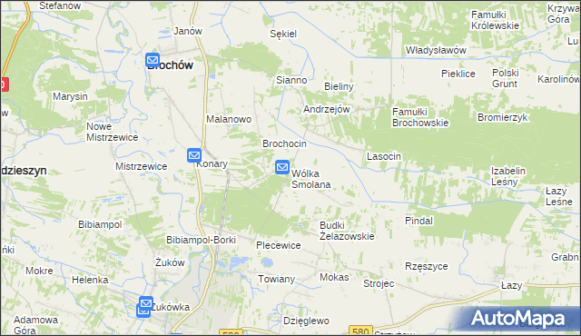mapa Wólka Smolana gmina Brochów, Wólka Smolana gmina Brochów na mapie Targeo