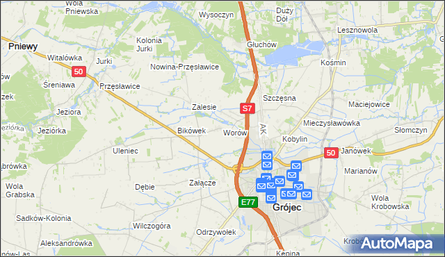 mapa Worów, Worów na mapie Targeo
