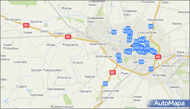mapa Woźniaków, Woźniaków na mapie Targeo