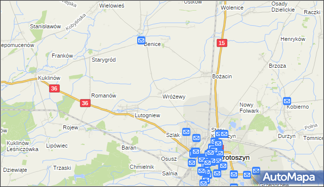 mapa Wróżewy, Wróżewy na mapie Targeo