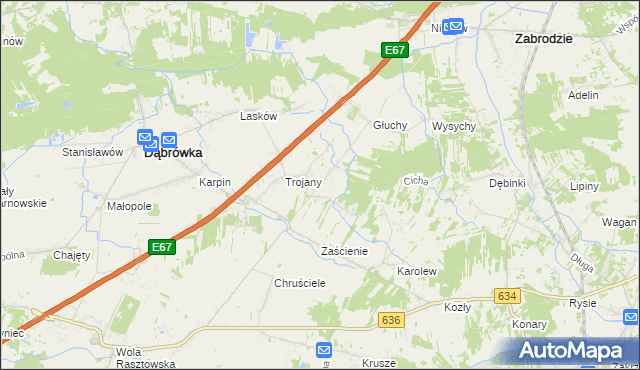 mapa Wszebory gmina Dąbrówka, Wszebory gmina Dąbrówka na mapie Targeo