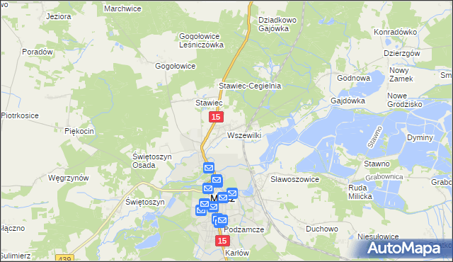 mapa Wszewilki, Wszewilki na mapie Targeo