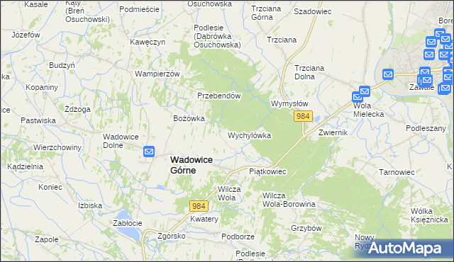 mapa Wychylówka, Wychylówka na mapie Targeo