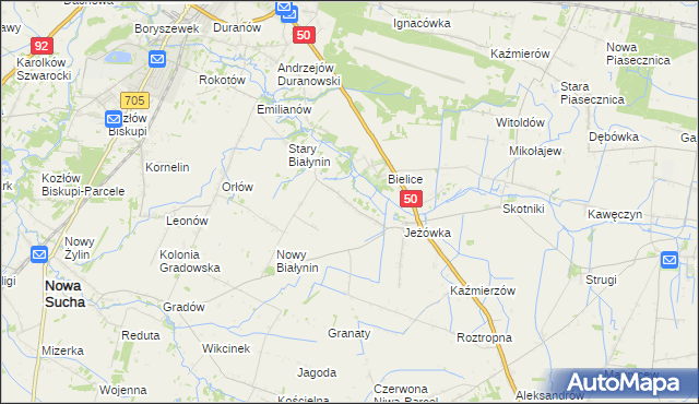 mapa Wyczółki gmina Sochaczew, Wyczółki gmina Sochaczew na mapie Targeo