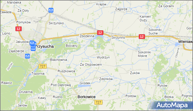 mapa Wydrzyn gmina Wieniawa, Wydrzyn gmina Wieniawa na mapie Targeo