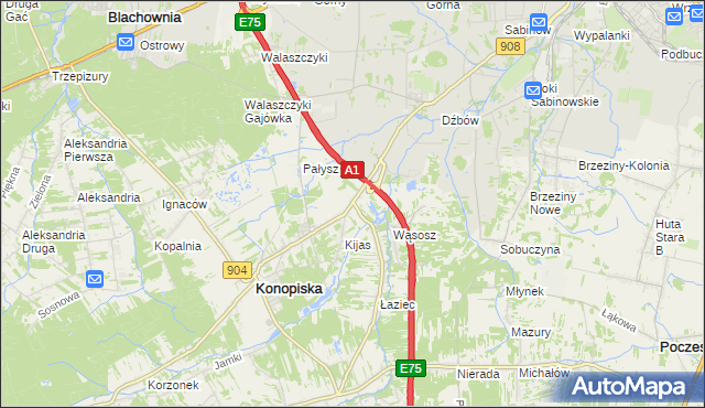 mapa Wygoda gmina Konopiska, Wygoda gmina Konopiska na mapie Targeo