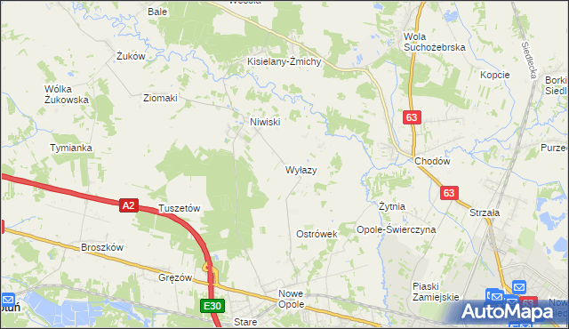 mapa Wyłazy, Wyłazy na mapie Targeo