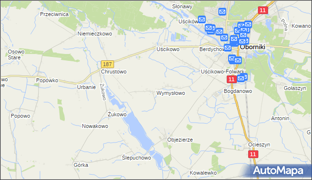 mapa Wymysłowo gmina Oborniki, Wymysłowo gmina Oborniki na mapie Targeo