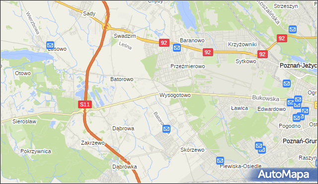 mapa Wysogotowo, Wysogotowo na mapie Targeo